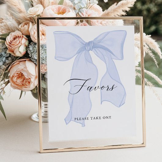 Blue Bow Baby shower gunsten Poster