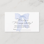 Blue Bow Baby shower Hoe groot is de buik van mama Informatiekaartje (Voorkant)