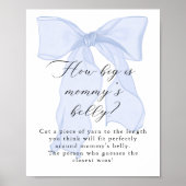 Blue Bow Baby shower Hoe groot is de buik van mama Poster (Voorkant)