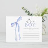 Blue Bow Baby shower Invitation, Jongen Baby showe Advieskaart (Staand voorkant)