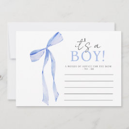 Blue Bow Baby shower Invitation, Jongen Baby showe Advieskaart