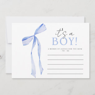 Blue Bow Baby shower Invitation, Jongen Baby showe Advieskaart