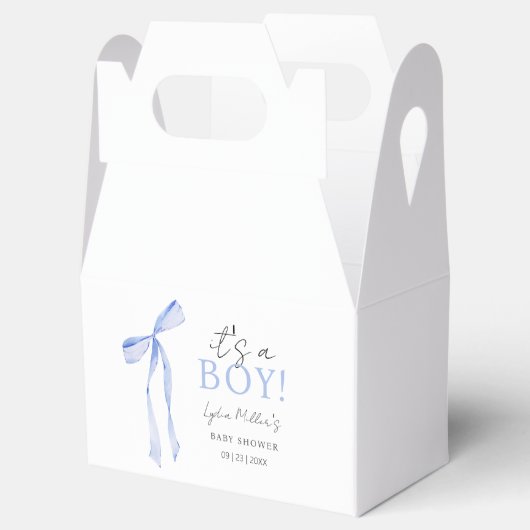 Blue Bow Baby shower Invitation, Jongen Baby showe Bedankdoosjes (Geopend)