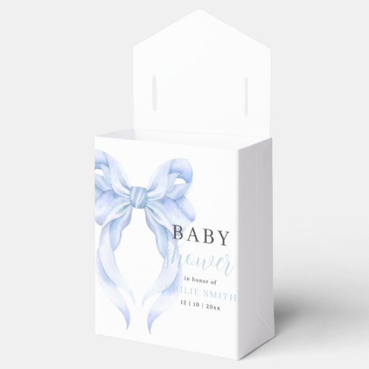 Blue Bow Baby shower Invitation, Jongen Baby showe Bedankdoosjes (Geopend)
