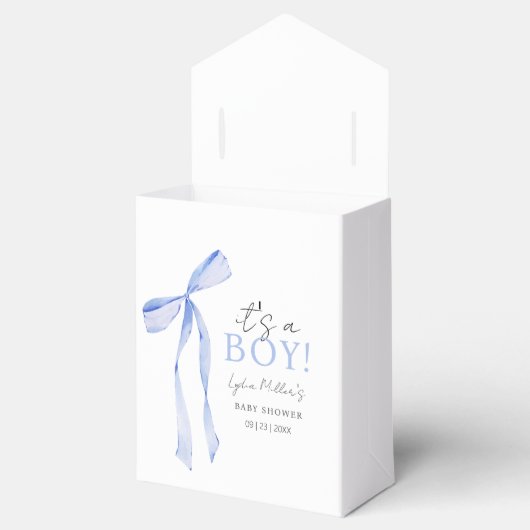 Blue Bow Baby shower Invitation, Jongen Baby showe Bedankdoosjes (Geopend)