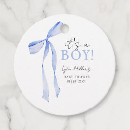 Blue Bow Baby shower Invitation, Jongen Baby showe Bedankjes Labels