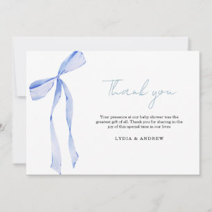 Blue Bow Baby shower Invitation, Jongen Baby showe Bedankkaart