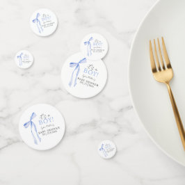 Blue Bow Baby shower Invitation, Jongen Baby showe Confetti