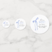 Blue Bow Baby shower Invitation, Jongen Baby showe Confetti (Achterkanten)