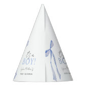 Blue Bow Baby shower Invitation, Jongen Baby showe Feesthoedjes (Achterkant)
