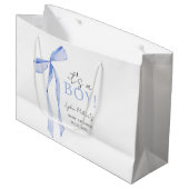 Blue Bow Baby shower Invitation, Jongen Baby showe Groot Cadeauzakje (Voorkant Gekanteld)