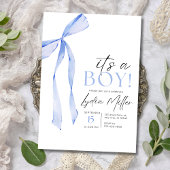 Blue Bow Baby shower Invitation, Jongen Baby showe Kaart