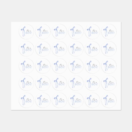 Blue Bow Baby shower Invitation, Jongen Baby showe Labels (Vel)