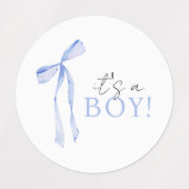 Blue Bow Baby shower Invitation, Jongen Baby showe Labels (Design 1)