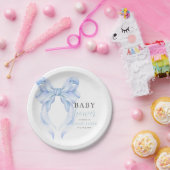 Blue Bow Baby shower Invitation, Jongen Baby showe Papieren Bordje (Feest)