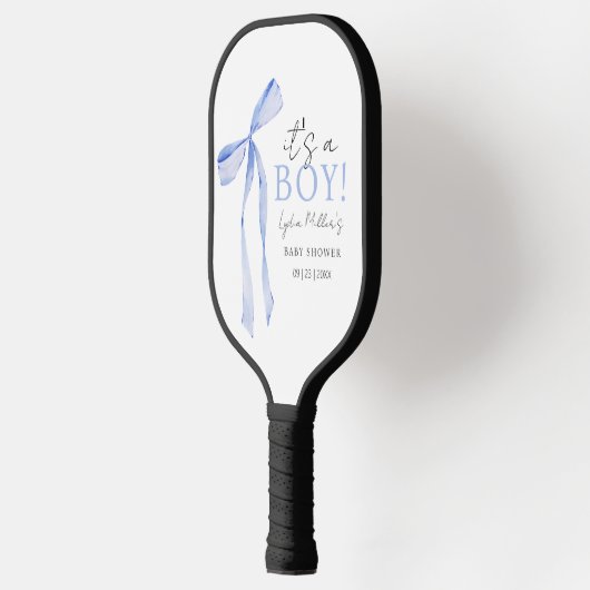 Blue Bow Baby shower Invitation, Jongen Baby showe Pickleball Paddle (Links)