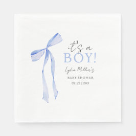 Blue Bow Baby shower Invitation, Jongen Baby showe Servet