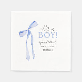 Blue Bow Baby shower Invitation, Jongen Baby showe Servet