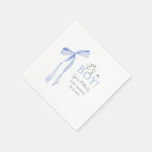 Blue Bow Baby shower Invitation, Jongen Baby showe Servet (Hoek)