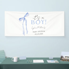 Blue Bow Baby shower Invitation, Jongen Baby showe Spandoek