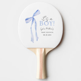 Blue Bow Baby shower Invitation, Jongen Baby showe Tafeltennisbatje