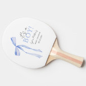 Blue Bow Baby shower Invitation, Jongen Baby showe Tafeltennisbatje (Zijkant)