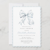 Blue Bow Baby shower Invitation Kaart (Voorkant)