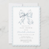 Blue Bow Baby shower Invitation Kaart (Voorkant)
