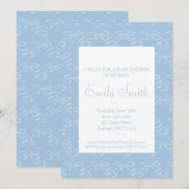Blue Bow Baby shower Invitation Kaart (Voorkant / Achterkant)