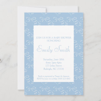 Blue Bow Baby shower Invitation Kaart