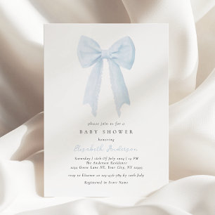 Blue Bow Baby shower Invitation Kaart