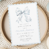 Blue Bow Baby shower Invitation Kaart