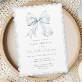 Blue Bow Baby shower Invitation Kaart