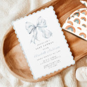 Blue Bow Baby shower Invitation Kaart