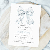 Blue Bow Baby shower Invitation Kaart