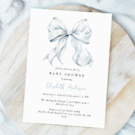 Blue Bow Baby shower Invitation Kaart