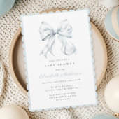Blue Bow Baby shower Invitation Kaart