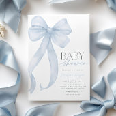 Blue Bow Baby shower Invitation Sjabloon Afdrukbaa Kaart