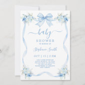 Blue Bow-Baby shower Kaart (Voorkant)
