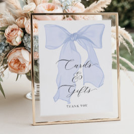 Blue Bow Baby shower Kaarten en geschenken Poster