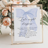 Blue Bow Baby shower Late night luiers Poster
