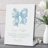 Blue Bow Baby shower Luier Raffle Enclosure Kaart Reclamebord Met Voetstuk
