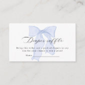 Blue Bow Baby shower Luier Raffle Informatiekaartje (Voorkant)