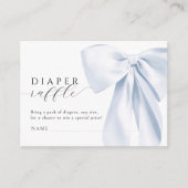 Blue Bow Baby shower Luier Raffle Informatiekaartje (Voorkant)