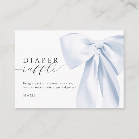 Blue Bow Baby shower Luier Raffle Informatiekaartje (Voorkant)