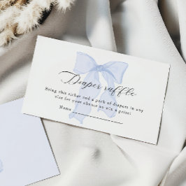 Blue Bow Baby shower Luier Raffle Informatiekaartje