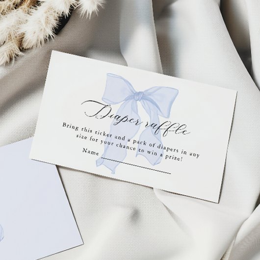 Blue Bow Baby shower Luier Raffle Informatiekaartje