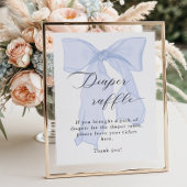 Blue Bow Baby shower Luier Raffle Poster