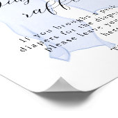 Blue Bow Baby shower Luier Raffle Poster (Hoek)