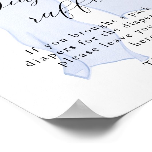 Blue Bow Baby shower Luier Raffle Poster (Hoek)